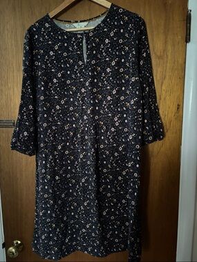 Boden Navy Floral Shift Dress with Pink Accents